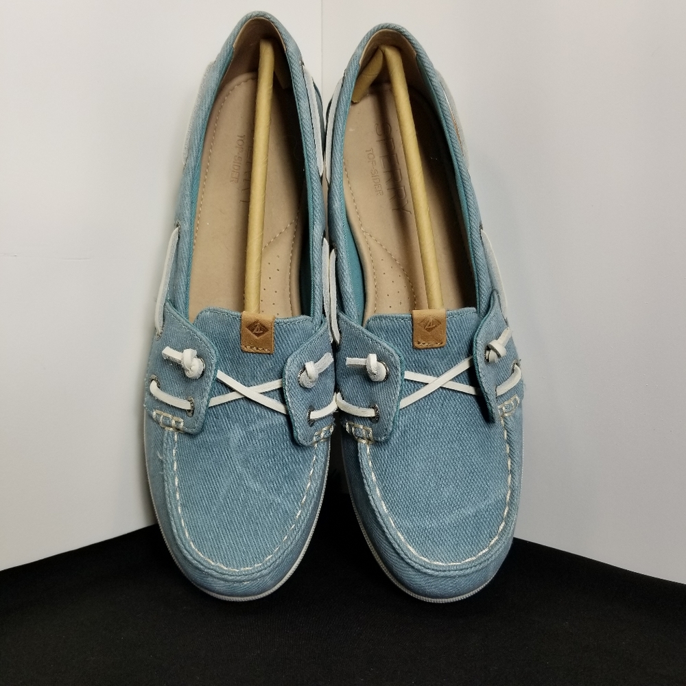 Sperry Top-Sider Coil Ivy Blue Water Canvas Slip-On Boat Shoes STS80252